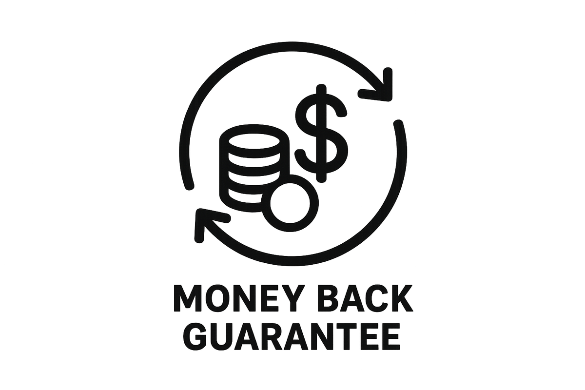 icon black and white for money back guarantee